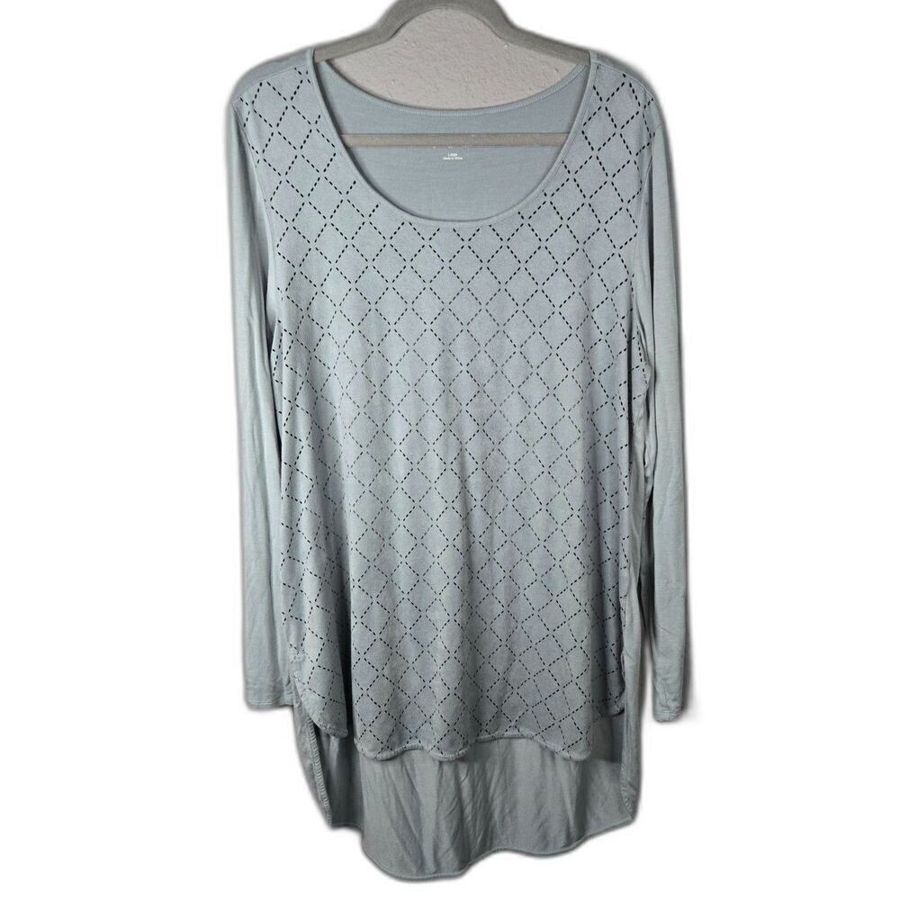 Soft Surroundings Women's Blue High Low Long Sleeve Tunic Size Large